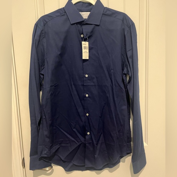 Men's Calvin Klein Blue Dress Shirt - Picture 1 of 3